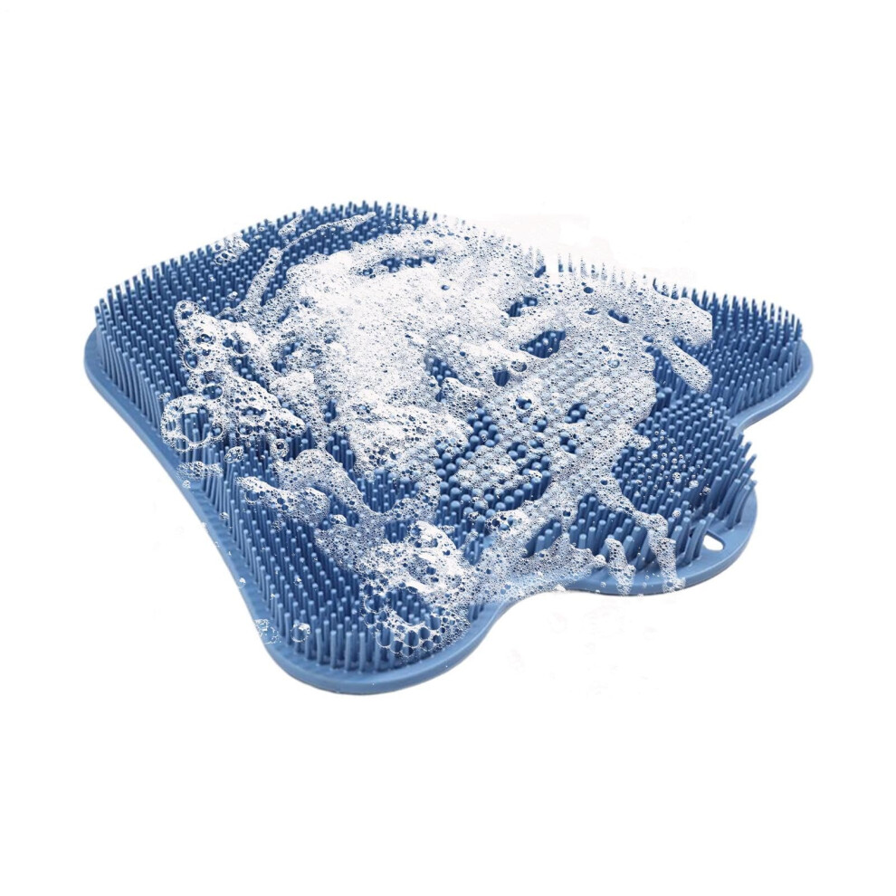 Blue Silicone Foot Scrubber With Suction Cups For Nonslip Shower Use And Gentle Dead Skin Removal