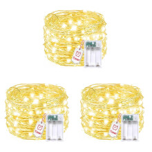 3Pack Waterproof Battery Operated Fairy Lights with 6H Timer, 16FT Warm White Copper Wire String Lights for Indoor Outdoor Decor