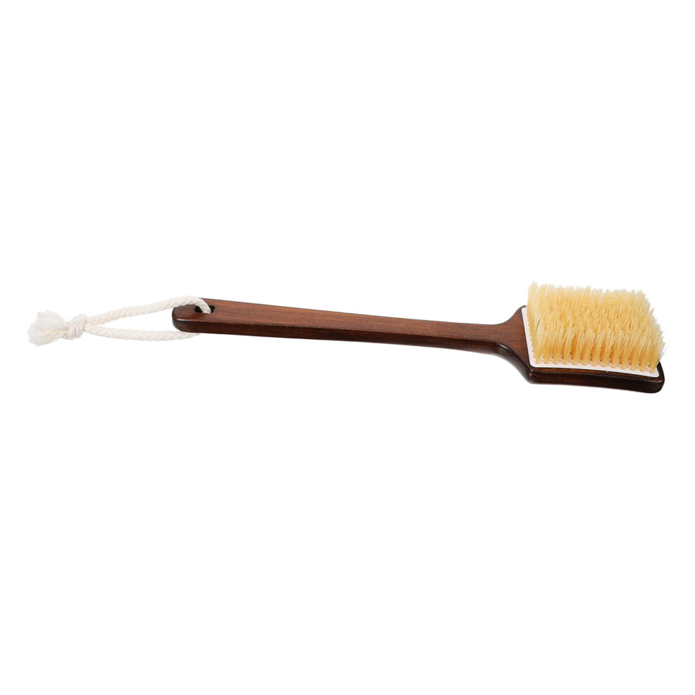 Back Scrubber Brush with Long Wooden Handle for Shower, Natural Bristles Gentle Exfoliation and Deep Cleansing