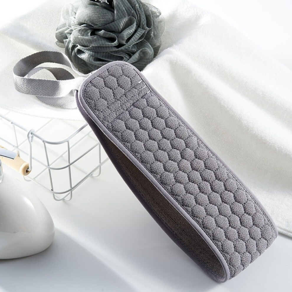 Gray Back Scrubber For Men With Dualtexture Exfoliating Bath Towel, Extralong Strap 1 Item