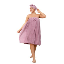 Plus Size Bath Wrap XXLXXXXL Adjustable Spa Towel Set with QuickDry Fabric and Hair Turban Purple