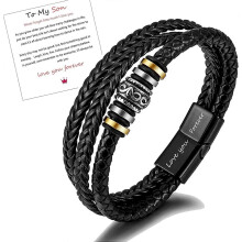 An meinen Sohn/An meinen Enkel Armband – "Ich werde immer bei dir sein" Geflochtenes Lederarmband fü