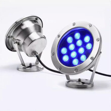 Underwater LED Pool Light IP68 Waterproof 12V Stainless Steel 360 Adjustable Pond Spotlight Green 12W