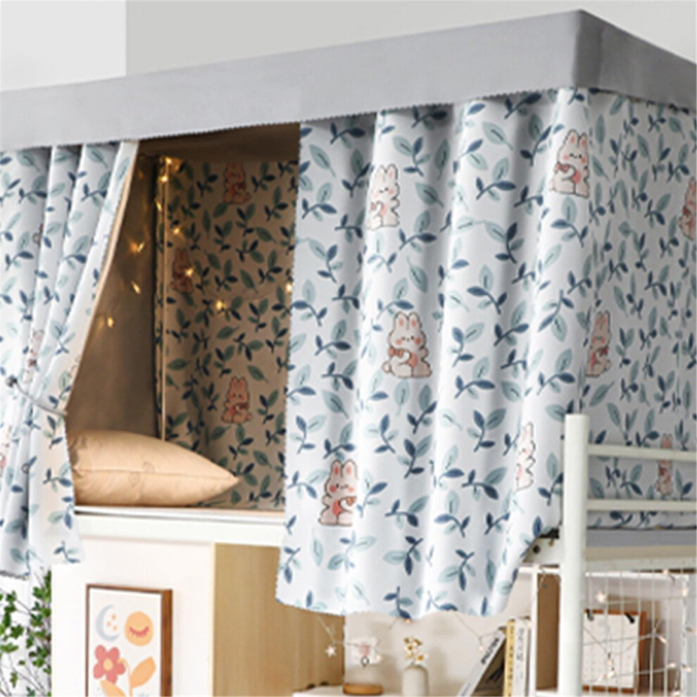 Bunk Bed Privacy Curtain For Bottom Bunk, Blocking Breathable Fabric, Rabbit Design 2 Pack Light