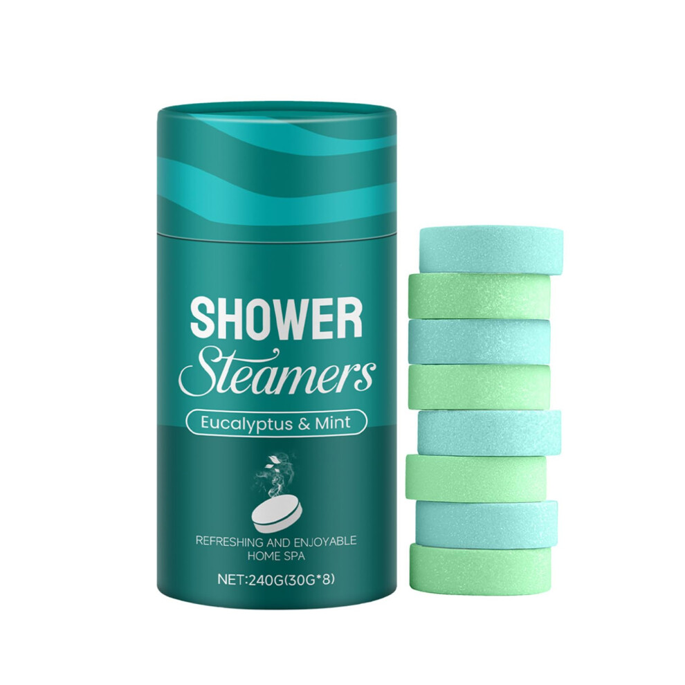 Eucalyptus Mint Shower Steamers 8 Pack for Stress Relief Aromatherapy Bath Tablets with Essential Oils