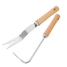 2pcs Stainless Steel Manual Weeding Tool Set for Easy Digging, Uprooting and Soil Loosening