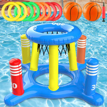 Inflatable Pool Toys 2in1 Basketball Hoop and Ring Toss, Swimming Games for Kids and Adults