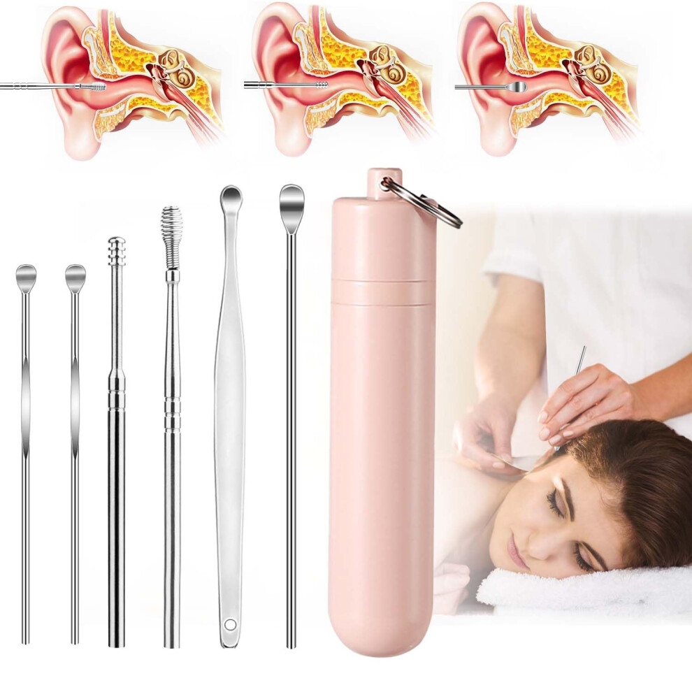 Pink Upgraded Spiral Earwax Removal Tool Kit With Storage Box And Ergonomic Grip Â
