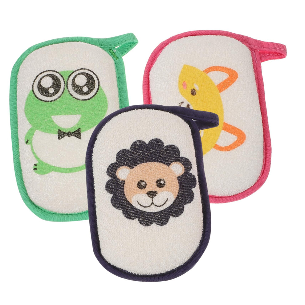 3 Pcs Soft Cartoon Bath Sponge and Gentle Exfoliating Shower Scrubber for Kids Fun Bath