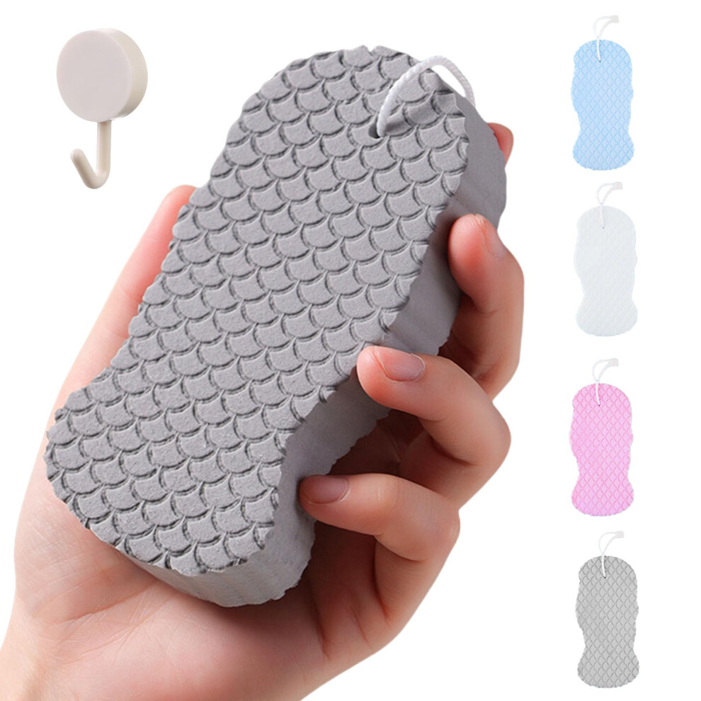 Gray Exfoliating Bath Sponge Soft Elastic Body Scrub Sponge For Gentle Daily Exfoliation And Smooth Skin