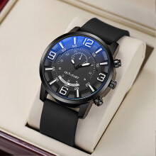 Herren Vintage-Quarz-Uhr, leicht lesbar, runde Zifferblattuhr mit Silikonband