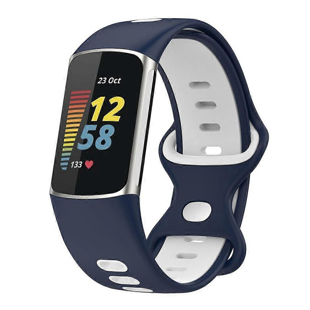 For Fitbit Charge 5 Smart Watch Sports Waterproof Two-Color Silicone Band 6935161593006