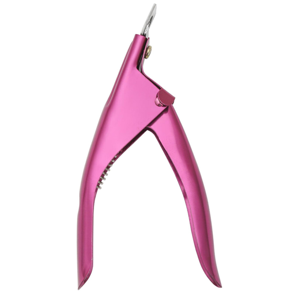 Pink Acrylic Nail Clippers Stainless Steel Tip Cutter For Gel And False Nails, 13Cm Ergonomic Grip