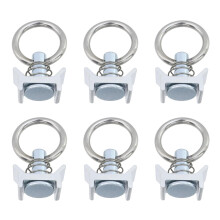 6Pcs Stainless Steel L Track Tie Down Anchors Single Stud Fitting with Round Ring for Secure Cargo