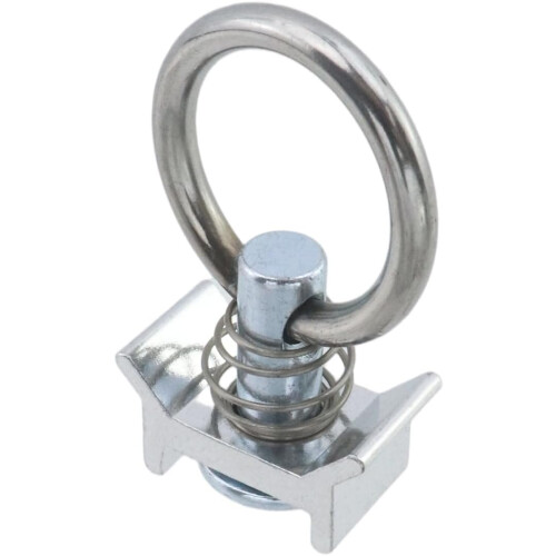 6Pcs Stainless Steel L Track Tie Down Anchors Single Stud Fitting with Round Ring for Secure Cargo 2