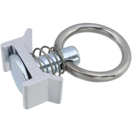 6Pcs Stainless Steel L Track Tie Down Anchors Single Stud Fitting with Round Ring for Secure Cargo 1