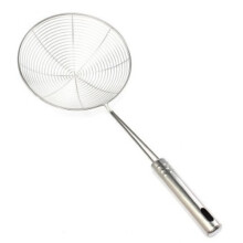 Heavy Duty Stainless Steel Skimmer Spoon with Fine Spiral Mesh and Long Handle for Frying 17CM