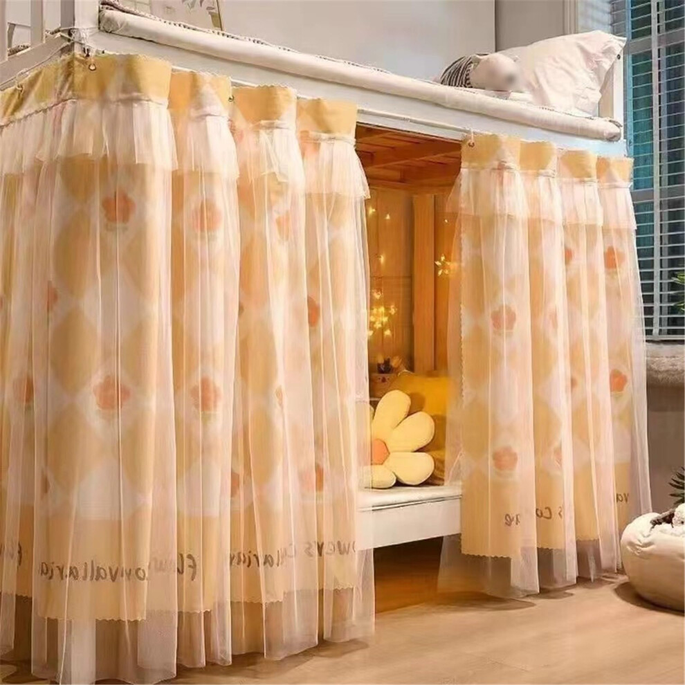 Bunk Bed Blackout Privacy Curtains Set For Loft Beds, Blocking And Breathable Fabric Light
