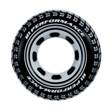 Adult Swim Ring Tire Style Pool Float 90cm Black PVC with Double Handles and Quick Inflate Valve