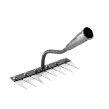 Garden Weeding Rake Heavy Duty Manganese Steel 8 Tines Ergonomic Handle Gardening Tool