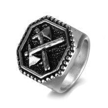 Gekreuzter Streitaxt-Ring Wikinger-Titanstahlring mit Silber- oder Goldbeschichtung für Männer