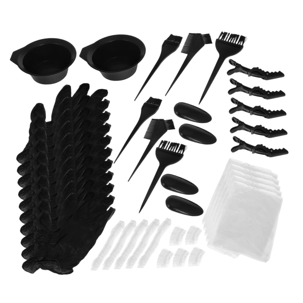 Hair Dyeing Kit with Brushes Combs Bowls Gloves Clips for Salon and Home Hair Coloring