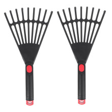 2Pcs Plastic Garden Rake with Acute Tines for Soil Loosening and Leaf Removal Lawn Tool Set