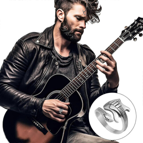 Herrarnas silverring – stilfull gitarrinspirerad design – perfekt herraccessoar herrringar gitarrtillbehör ringar herrar 1