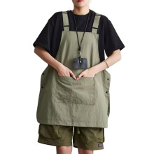 Apron Japanese Smock Olive Green with Pockets for Cooking Gardening Durable Lightweight Fabric