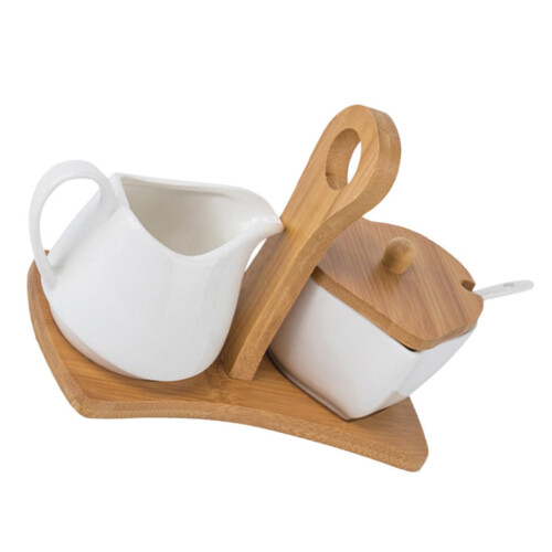 Sugar Bowl Set with Lid Spoon and Tray, Ceramic Sugar Container for Tea Coffee Kitchen Decor