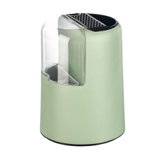 Knife Holder with Utensil Storage, 360 Rotating Large Capacity Cutlery Organizer with Drain Tray, Green
