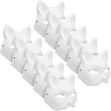 10 Stück Therian Maske Katzenfuchs Maske Therian Halloween Maske Therian Kostüm für Kinder Erwachsene Leere Maske für Weihnachtsfeier Therian
