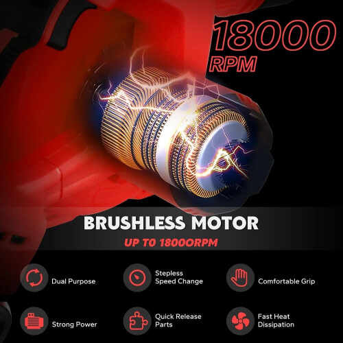 Cordless Leaf Blower with Vacuum Function, Brushless Motor, 6Speed 180MPH Power (No Battery) 1