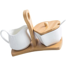 Elegant Ceramic Cream and Sugar Set with Tray for Coffee Serving Kitchen and Gift Use