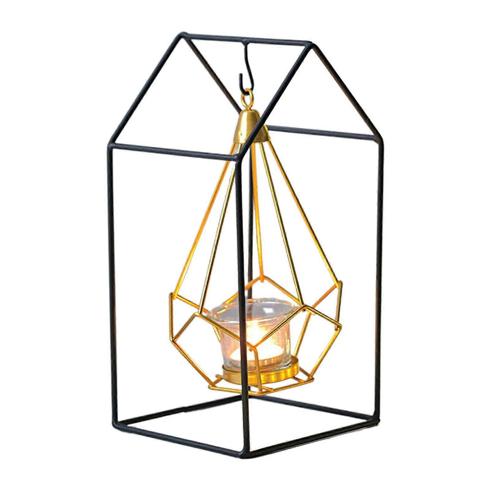 (As Show, A) Nordic Style Geometric Metal Hanging Candlestick Wrought Iron Candle Holder For Home Wedding Dining Table Decoration Art Ornament 5213747860201