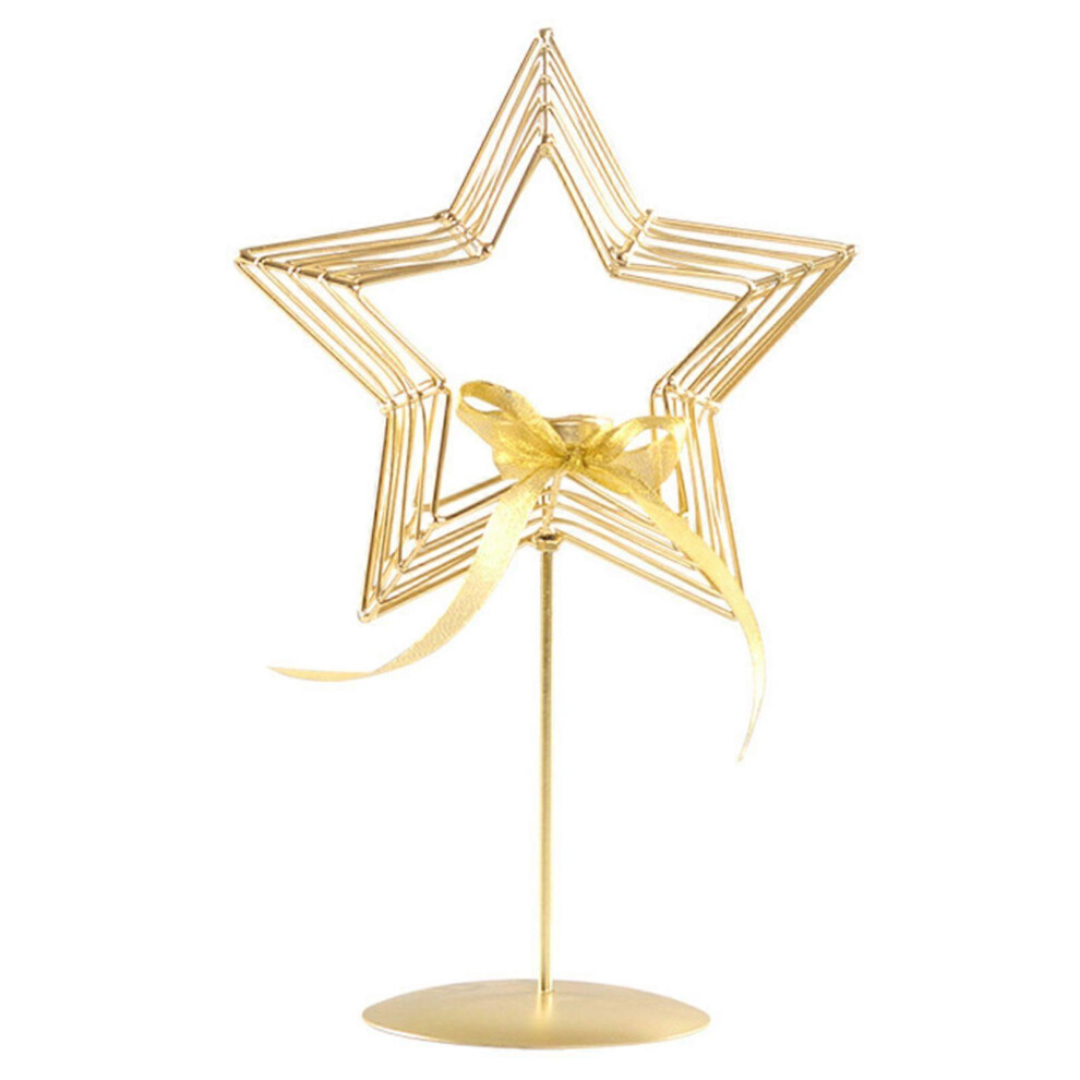 (As Show, A) Christmas Tree Star Candle Holder Wrought Iron Candlestick Stand Candlelight 3364096706510