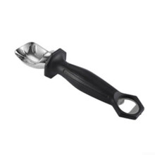 Stainless Steel Ice Cream Scoop with Self Melting Technology and Ergonomic Grip Black