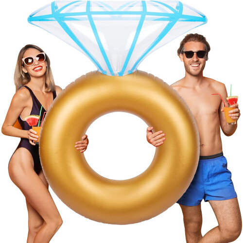 Giant Diamond Ring Inflatable Pool Float for Bachelorette and Engagement Party Decorations 2