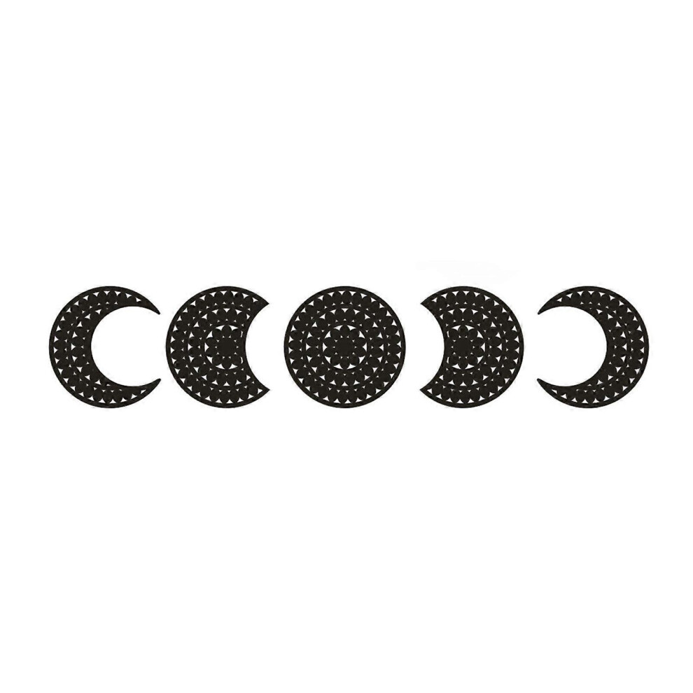 (As Show, Black) 5 Pcs Moon Phase Wall Decals 3D Wall Hollow Out Sticker Mural Art Decals Decor 5213747862786