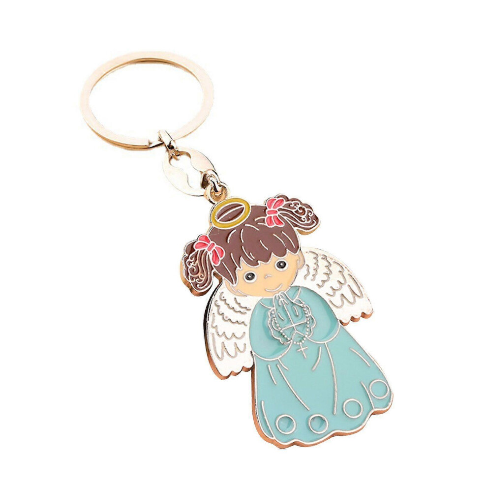 (As Show, Yellow) Enamel Angel With Wing For Cross Keychain Charm Hanging Pendant Crafts Accessory For Women Handbag Tote Bag Backpack Car 3242242681600