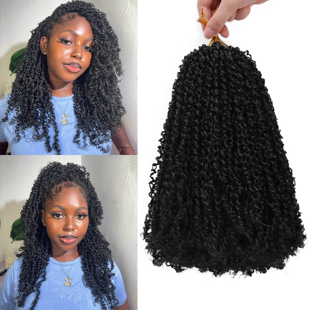 Unisex Black Twist Crochet Hair 14 Inch Prelooped Passion Twist Braids For Women Lightweight Synthetic