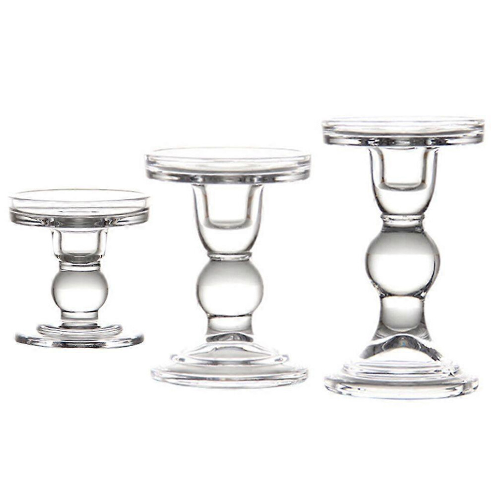 (As Show, One Size) High Clear Glass Candle Holder Pillar Taper Candle Holders Wedding Centerpiece 5213747814549