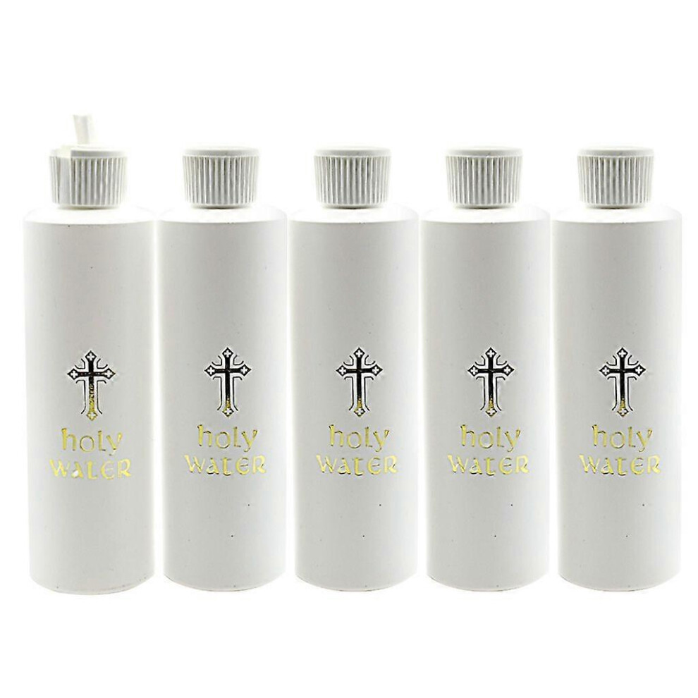 (As Show, 5Pcs) 2/5Pcs Holy Water Bottles 250Ml Cross Religious Easter Plastic Bottle Container 3242242660599
