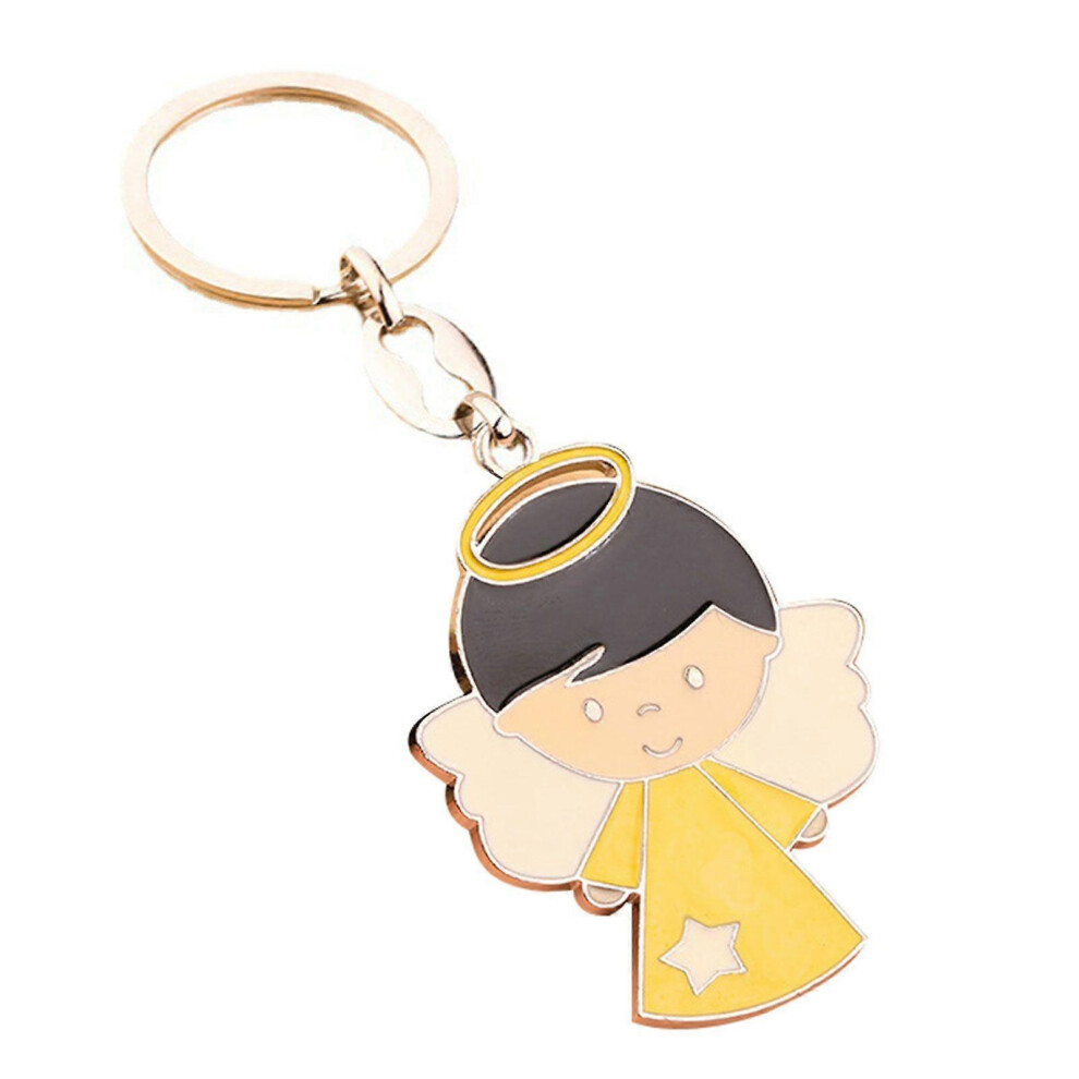 (As Show, One Size) Enamel Flower Fairy Christian Keychain Charm Hanging Pendant Crafts Accessory For Women Men Handbag Tote Bag Backpack 3364096797280
