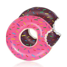 Pool Float Set of 2 Donut Swim Rings 30in with BiteMark Design for Beach and Pool Pink and Brown
