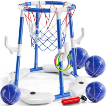 Inflatable Basketball Hoop with Floating Base for Kids and Adults, Pool and Beach Water Game Blue