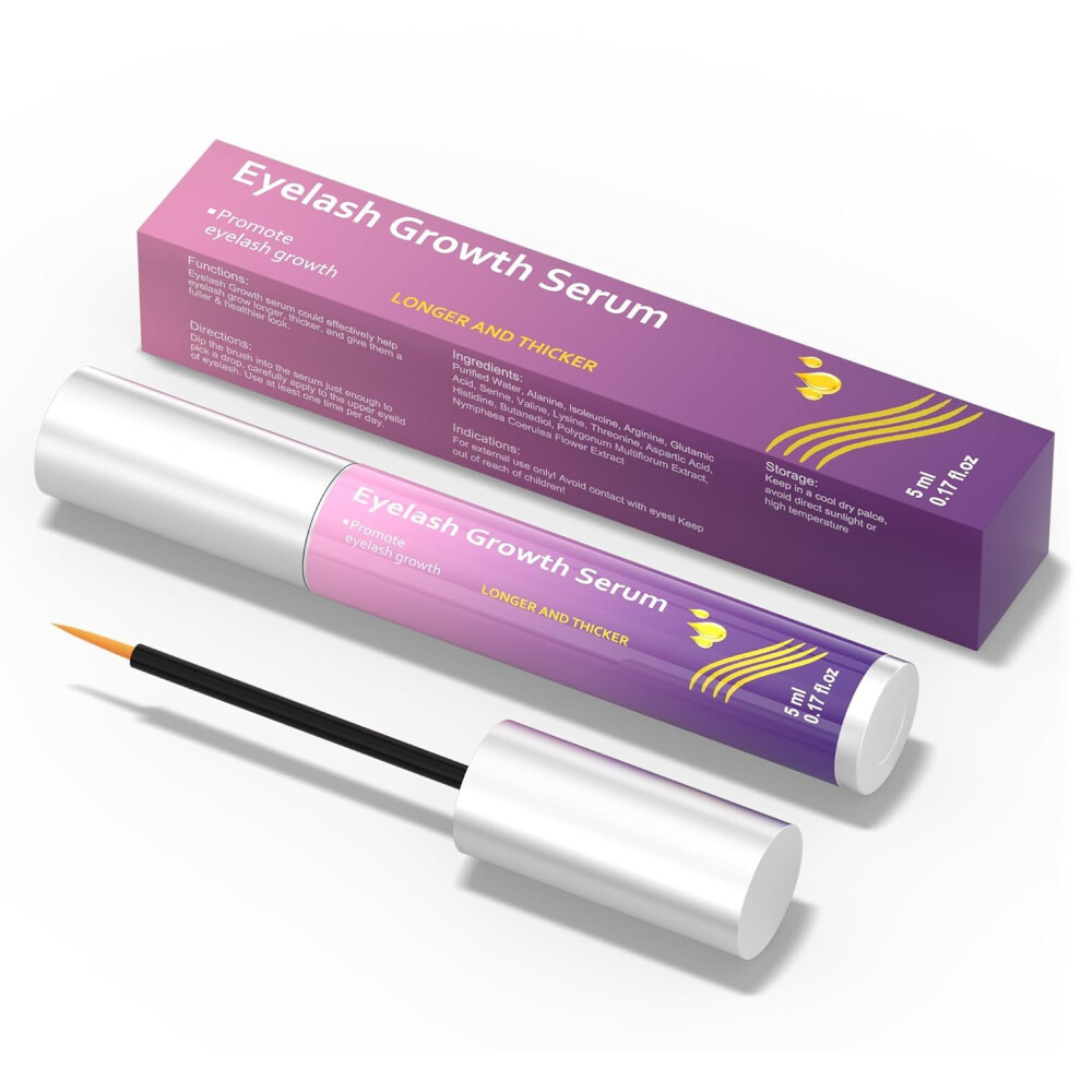 Eyelash Growth Serum for Longer Fuller Lashes, Gentle NonIrritating Formula, Brown