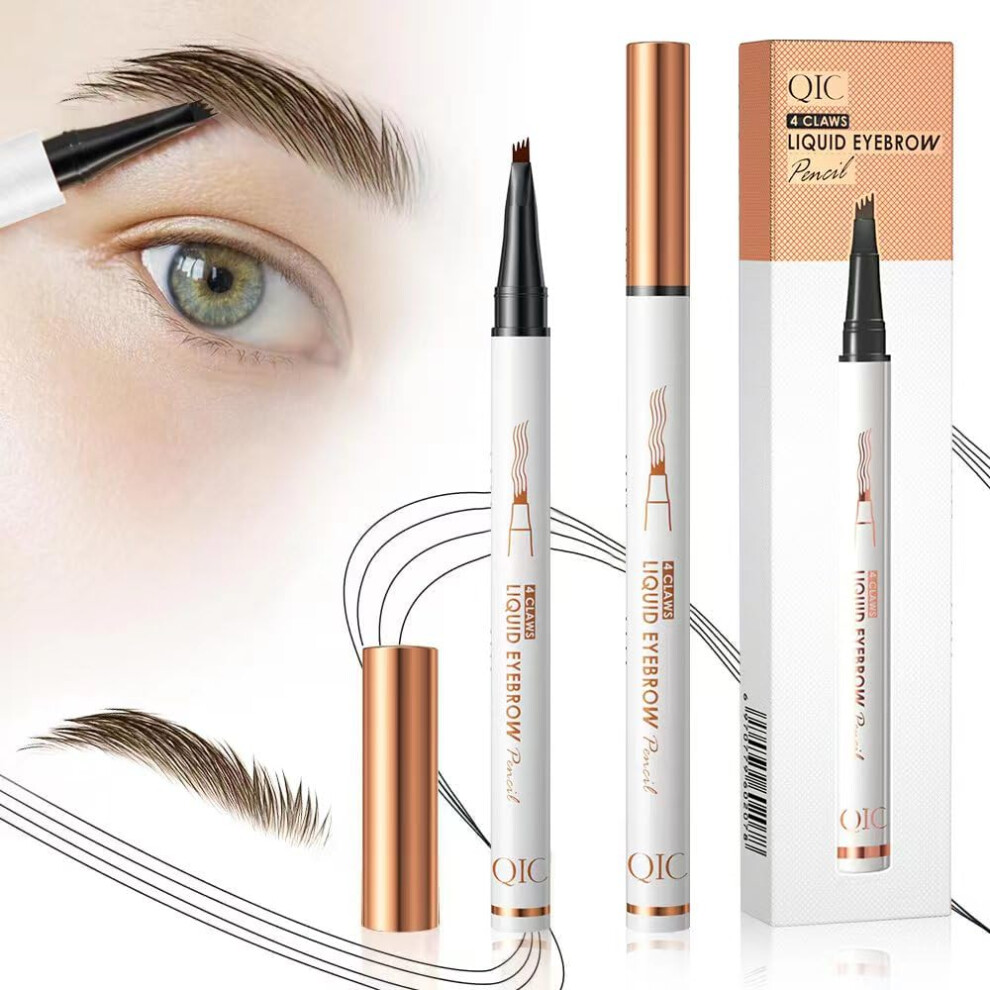 Waterproof Eyebrow Pen 4Tip Precision Microblading Pencil Black 3D Natural Long Lasting Brow