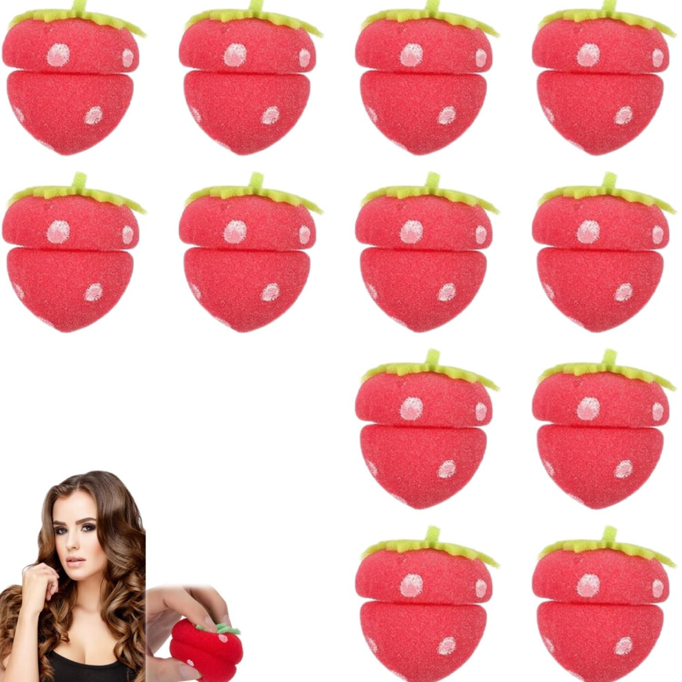 Heatless Hair Curlers Strawberry Foam Rollers for Medium Hair Overnight Styling 12pcs