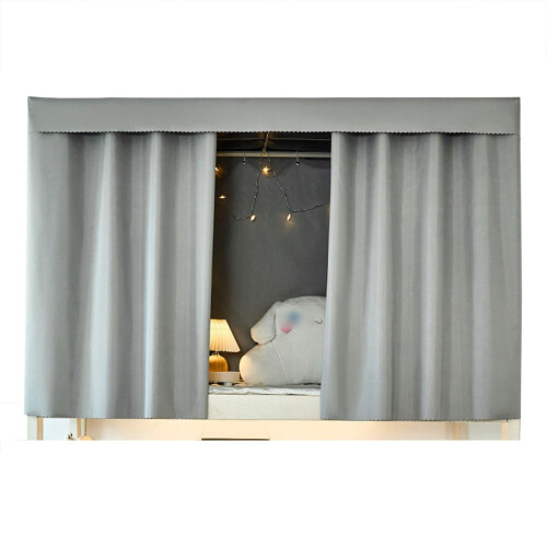 Grey Bunk Bed Curtains Privacy Protection Light Blocking for Dorm Easy Install Durable Fabric